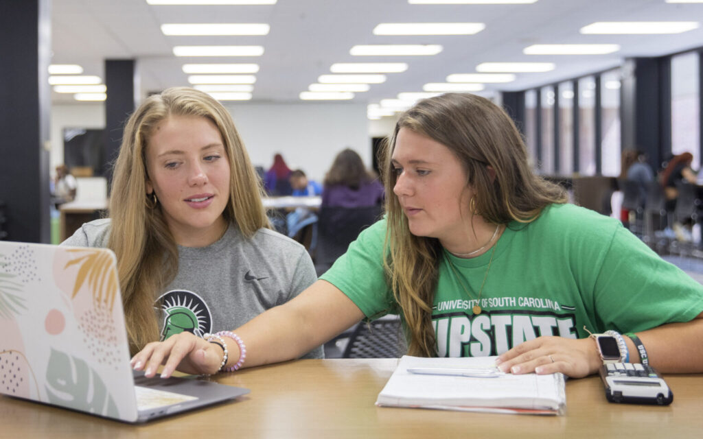 Students in the library