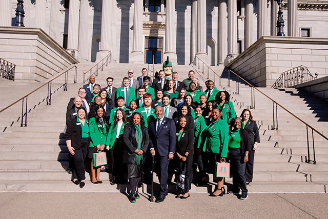 USC Upstate students and representatives at the steps of the SC Statehouse