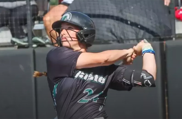 Batter hitting a softball