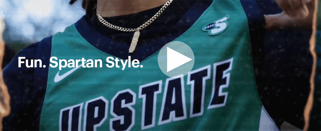 Image from the video about an unique USC Upstate event in the fall.  Text on the image: Fun. Spartan Style.