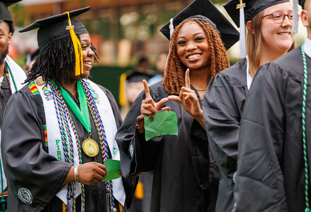 students in graduation gowns