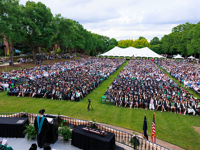 A crowd shot of people at the USC Upstate commencement