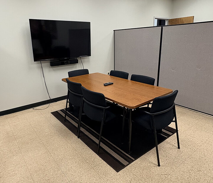Military and Veterans Lounge conference table.
